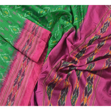 Load image into Gallery viewer, Sanskriti Vintage Green Saree 100% Pure Silk Ikat Woven Work Patola Sari Craft Fabric
