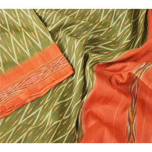 Load image into Gallery viewer, Sanskriti Vintage Green Saree Pure Silk Ikat Woven Work Patola Sari Craft 5 Yard Fabric

