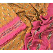 Load image into Gallery viewer, Sanskriti Vintage Mustard Saree Pure Silk Ikat Woven Work Patola Ikat Sari Craft Fabric
