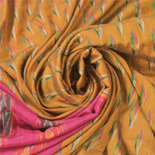 Load image into Gallery viewer, Sanskriti Vintage Mustard Saree Pure Silk Ikat Woven Work Patola Ikat Sari Craft Fabric
