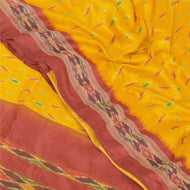 Sanskriti Vintage Yellow Saree 100% Pure Silk Fabric Patola Ikat Woven Work 5 YD Sari