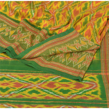 Load image into Gallery viewer, Sanskriti Indian Vintage Green Fabric Saree Pure Silk Ikat Woven Work Patola Sari
