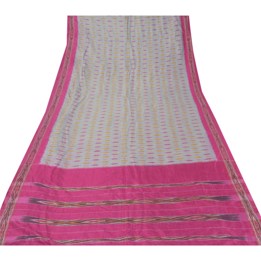 Sanskriti Vintage Grey Saree Pure Silk Sustainable Fabric Traditional Ikat Woven Work Patola Sari