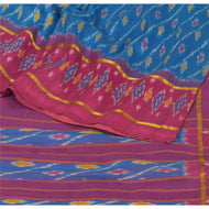 Sanskriti Vintage Blue Saree Pure Silk Fabric Traditional Woven Patola Ikat Woven Work Sari