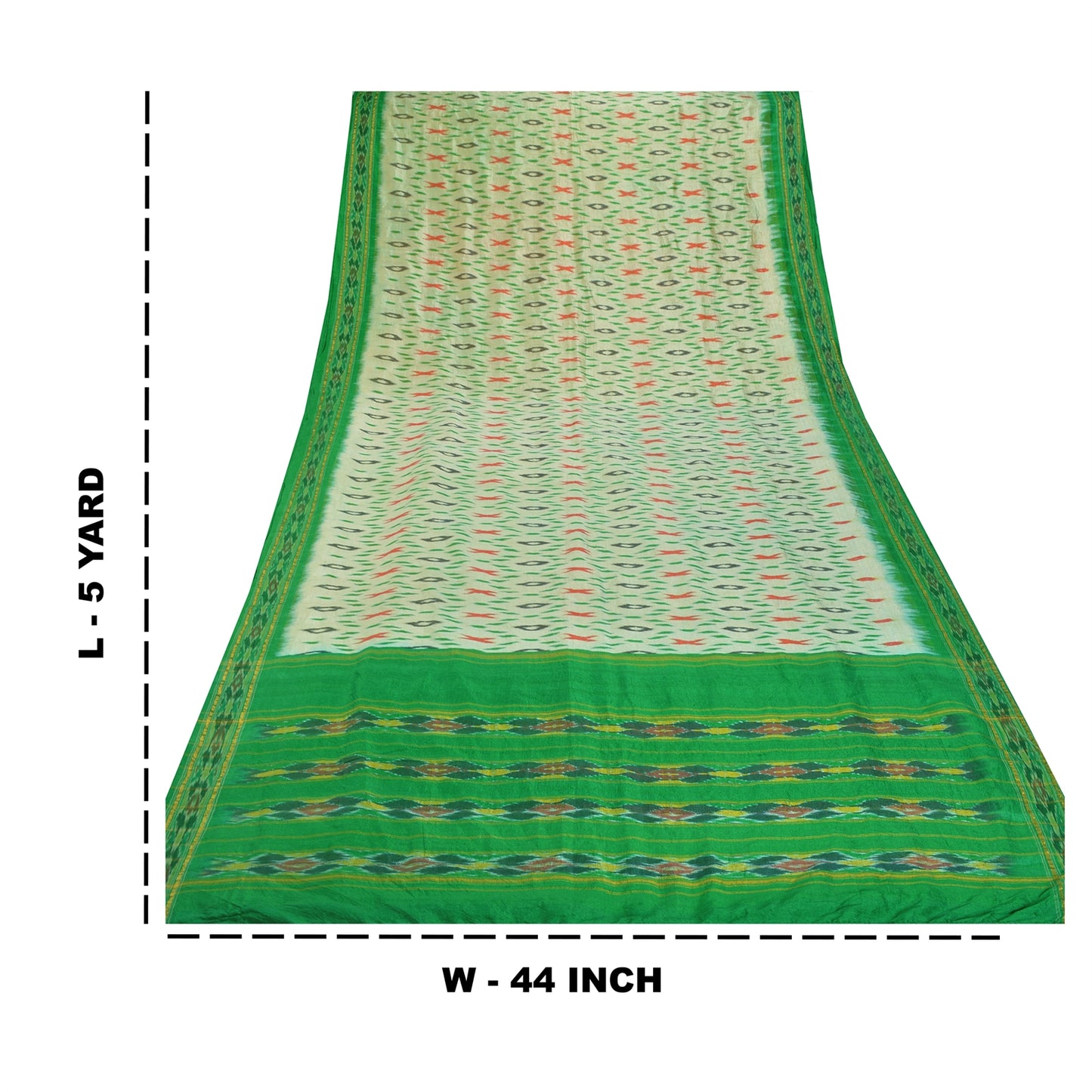 Sanskriti Vintage Green Sarees Pure Silk Ethnic Woven Patola Ikat Sustainable Fabric Sari