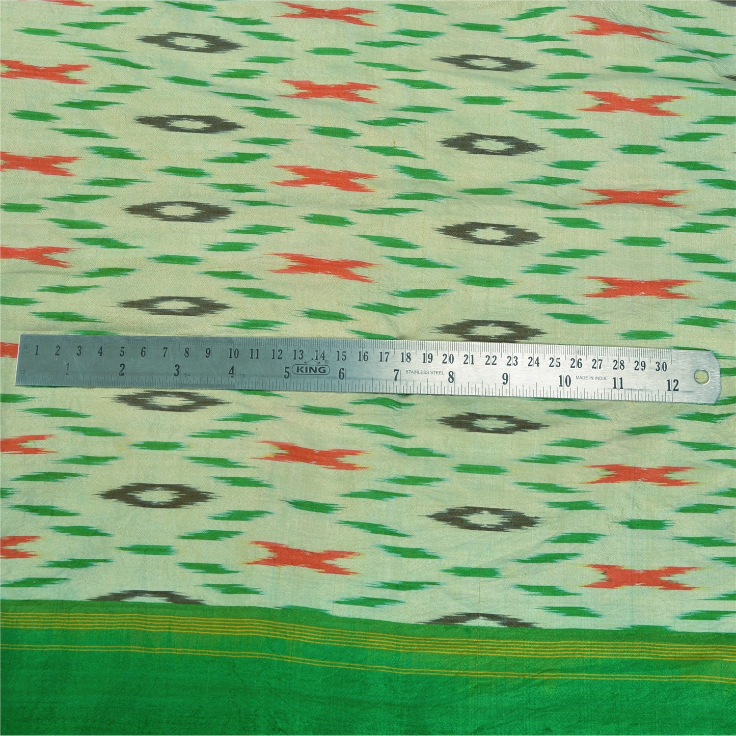 Sanskriti Vintage Green Sarees Pure Silk Ethnic Woven Patola Ikat Sustainable Fabric Sari