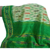 Sanskriti Vintage Green Sarees Pure Silk Ethnic Woven Patola Ikat Sustainable Fabric Sari