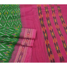 Load image into Gallery viewer, Sanskriti Vintage Green Sarees 100% Pure Silk Woven Patola Ikat Fabric 5 YD Sari
