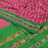 Sanskriti Vintage Pink Pochampally Ikat Sarees Handwoven Pure Silk Sari Sustainable Fabric
