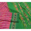 Sanskriti Vintage Pink Pochampally Ikat Sarees Handwoven Pure Silk Sari Sustainable Fabric