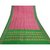 Sanskriti Vintage Pink Pochampally Ikat Sarees Handwoven Pure Silk Sari Sustainable Fabric