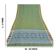 Load image into Gallery viewer, Sanskriti Vintage Rare Green Sambalpuri Ikat Sarees Handwoven Cotton Sari Fabric
