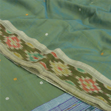 Load image into Gallery viewer, Sanskriti Vintage Rare Green Sambalpuri Ikat Sarees Handwoven Cotton Sari Fabric
