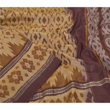Load image into Gallery viewer, Sanskriti Vintage Cream Pochampally Ikat Sarees Handwoven Pure Silk Sari Fabric
