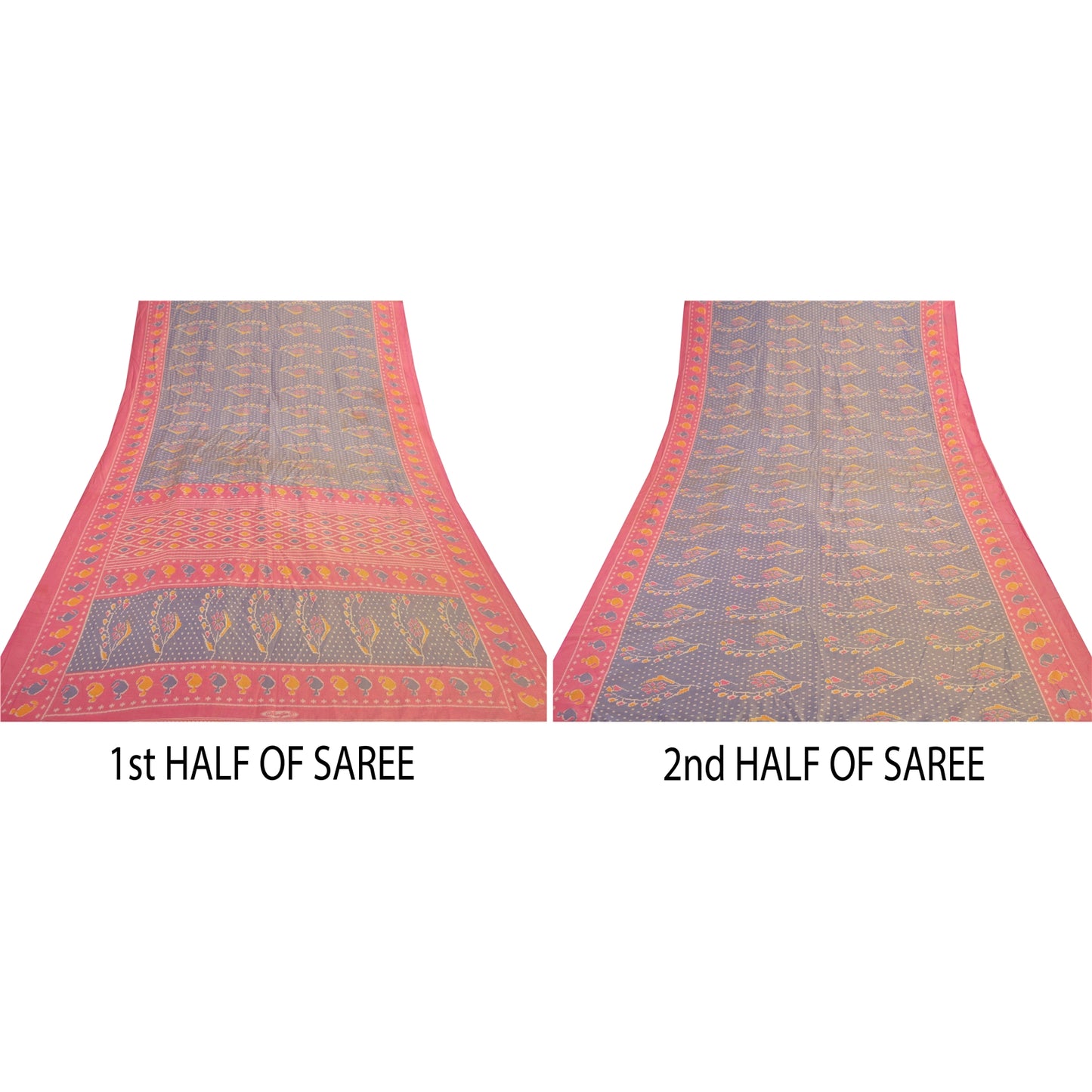 Sanskriti Vintage Purple Sambalpuri Ikat Sarees Handwoven Art Silk Sari Sustainable Fabric