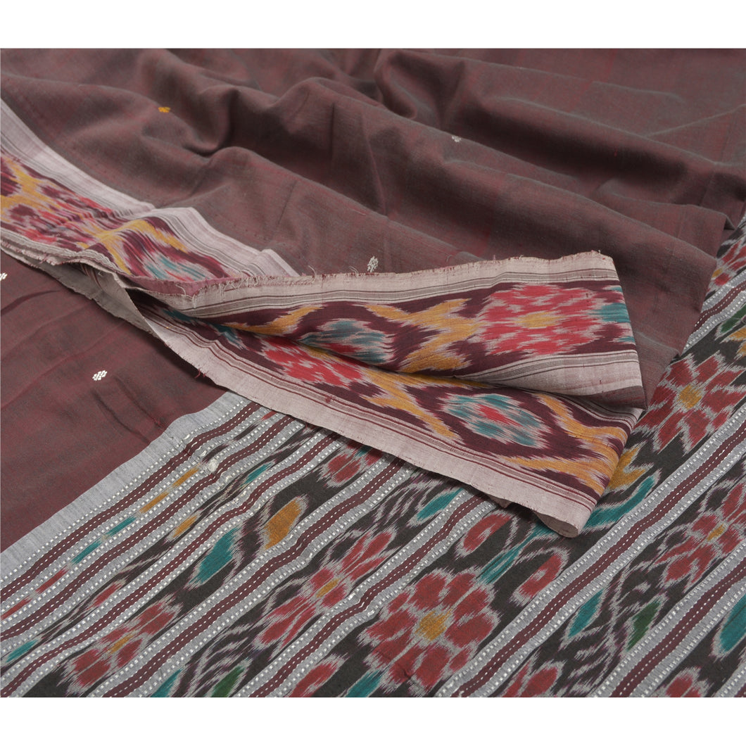 Sanskriti Vintage Sambalpuri Ikat Sarees Handwoven Blend Cotton Sari Fabric