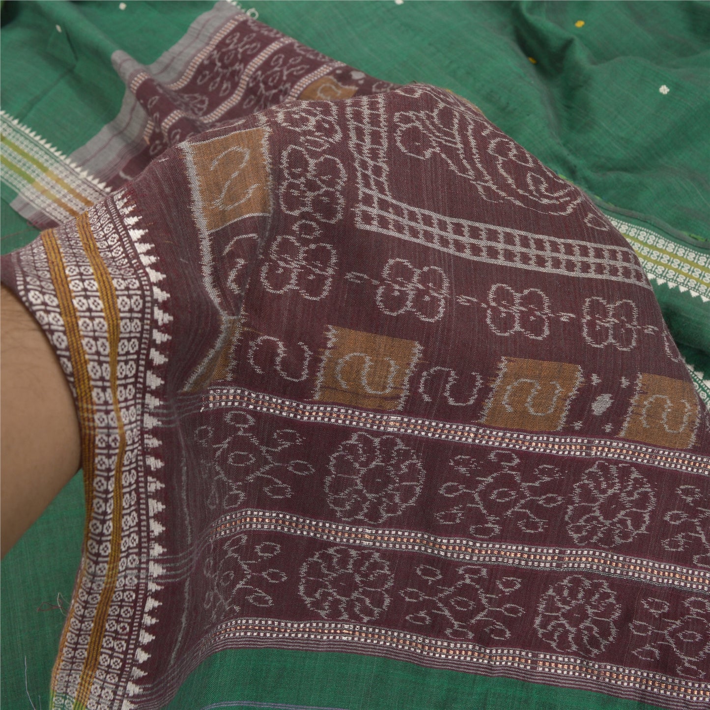 Sanskriti Vintage Rare Sambalpuri Ikat Sarees Handwoven Pure Cotton Sari Sustainable Fabric
