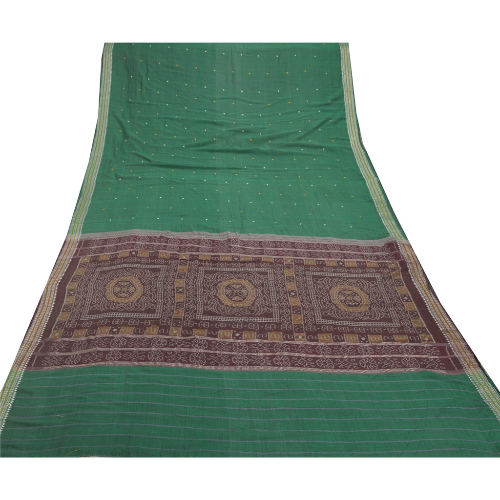Sanskriti Vintage Rare Sambalpuri Ikat Sarees Handwoven Pure Cotton Sari Sustainable Fabric