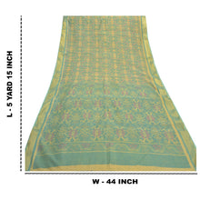 Load image into Gallery viewer, Sanskriti Vintage Sambalpuri Ikat Saree Handwoven Blend Cotton Sari Green Fabric
