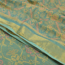 Load image into Gallery viewer, Sanskriti Vintage Sambalpuri Ikat Saree Handwoven Blend Cotton Sari Green Fabric
