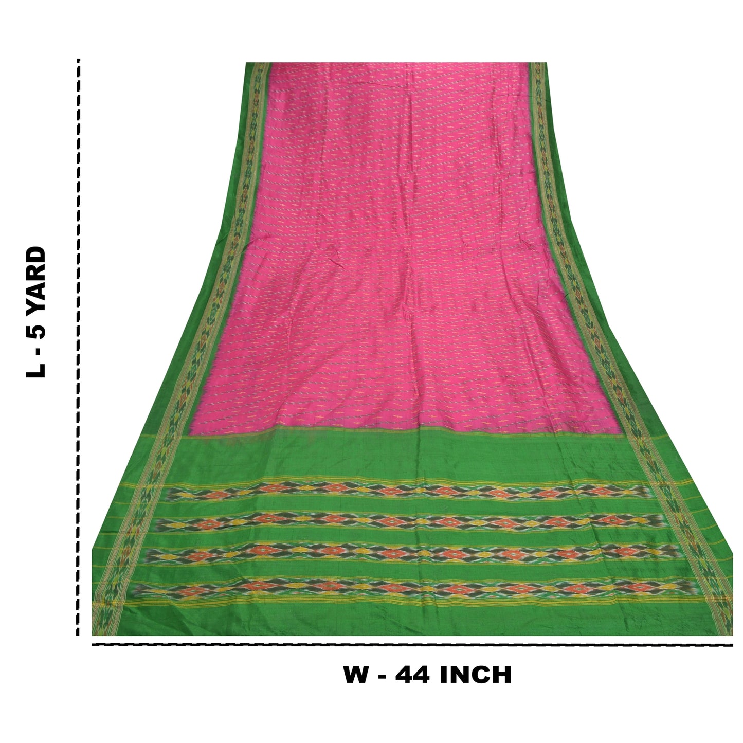 Sanskriti Vintage Pochampally Håndvævet Pink Ikat Sarees Pure Silke Sari Bæredygtigt stof