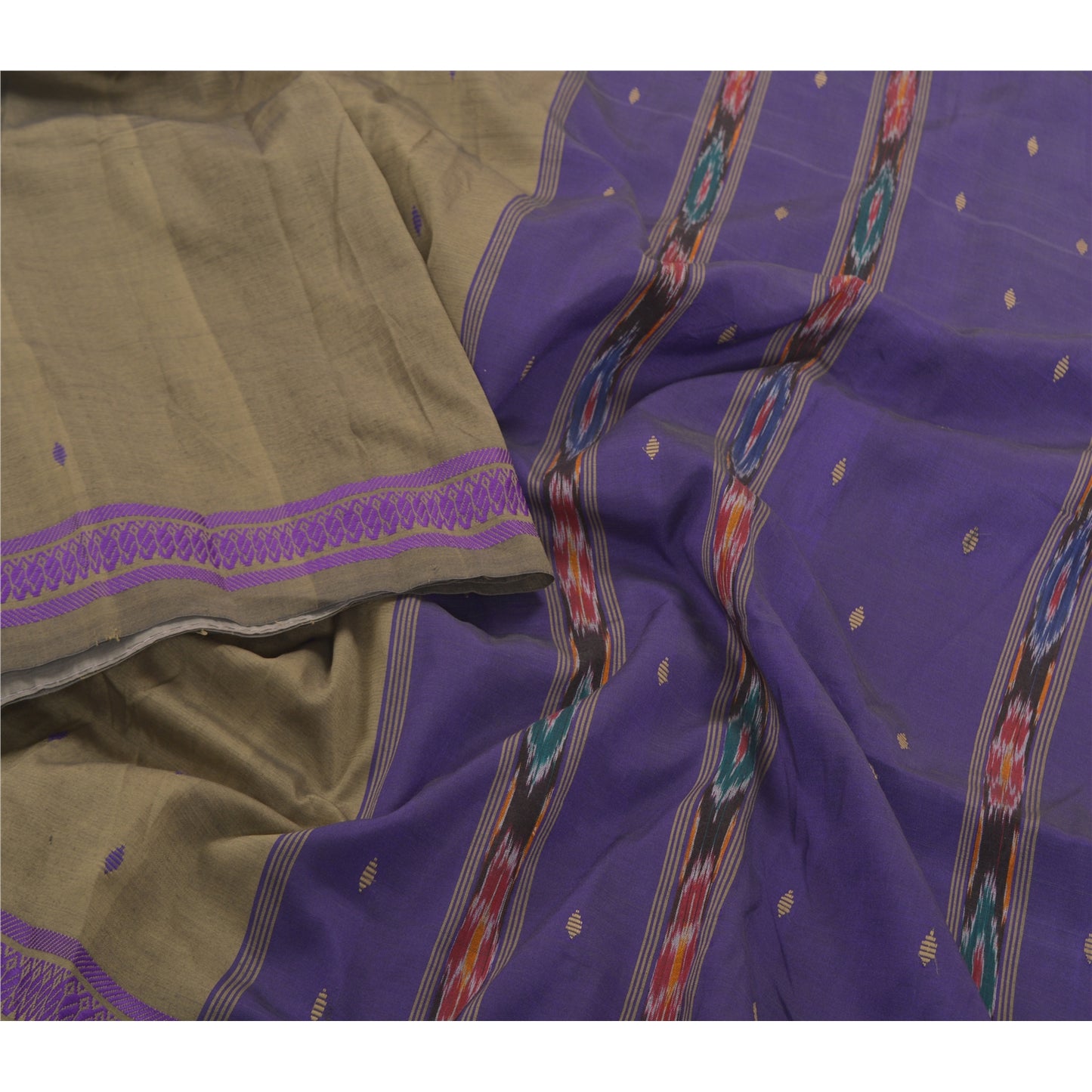 Sanskriti Vintage Pochampally Håndvævet Ikat Sarees Ren Bomuld Sari Bæredygtigt stof