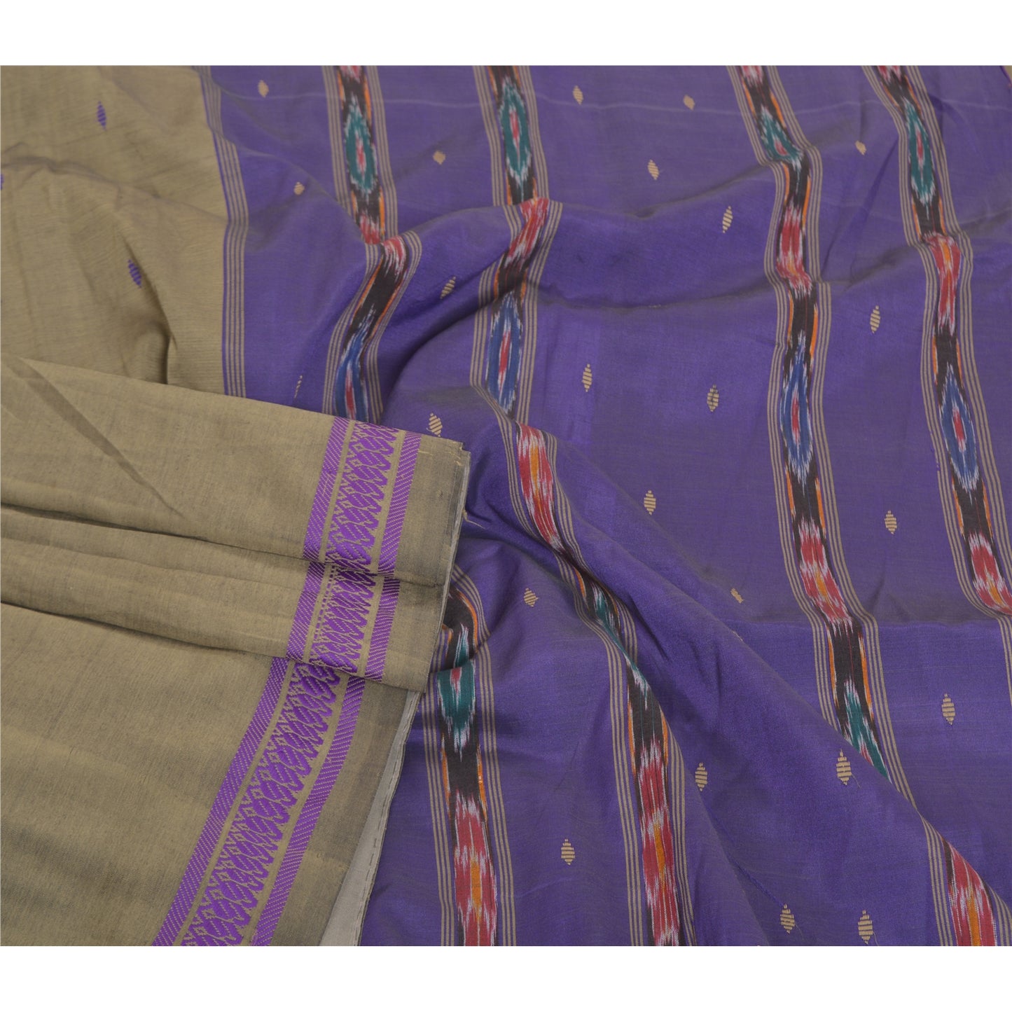 Sanskriti Vintage Pochampally Håndvævet Ikat Sarees Ren Bomuld Sari Bæredygtigt stof