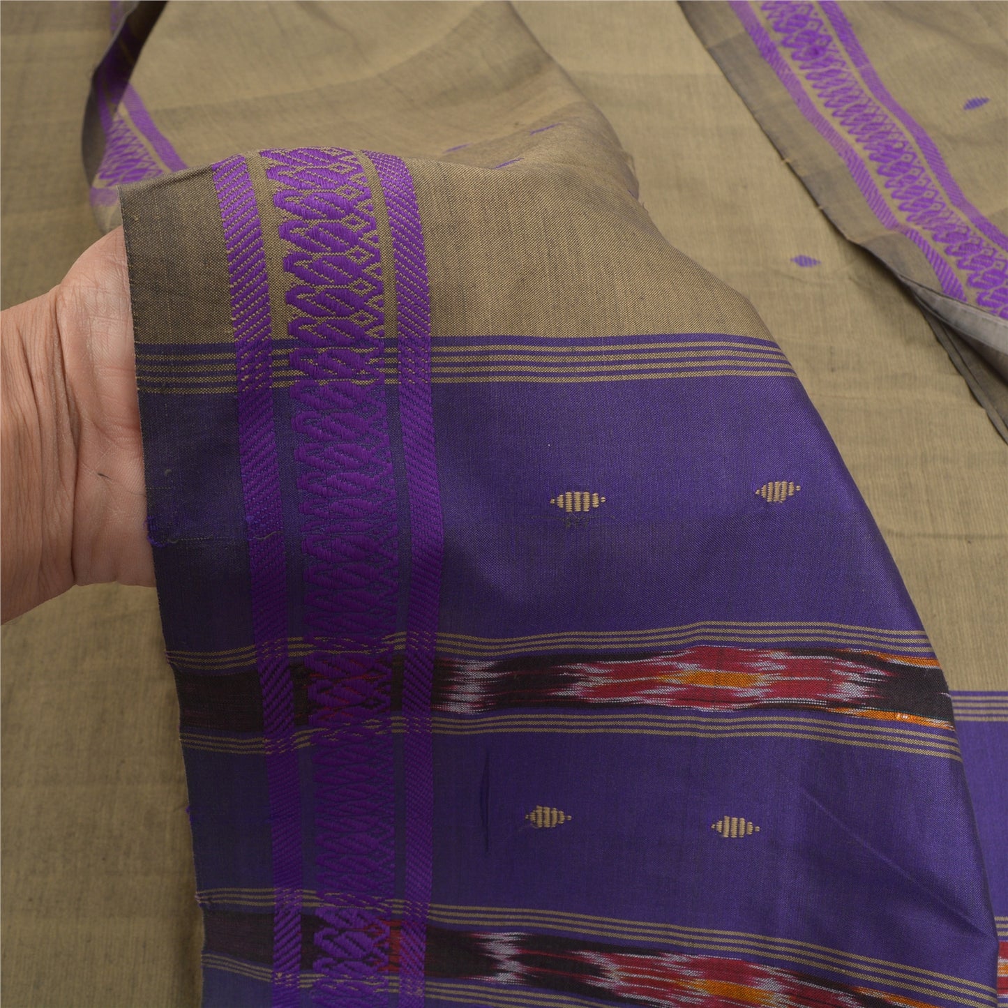 Sanskriti Vintage Pochampally Håndvævet Ikat Sarees Ren Bomuld Sari Bæredygtigt stof