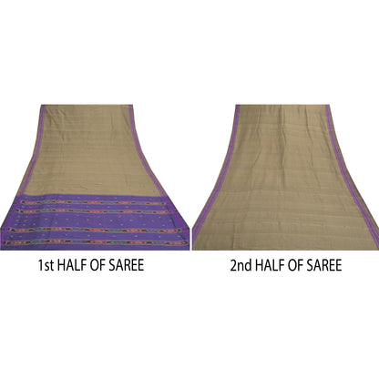 Sanskriti Vintage Pochampally Håndvævet Ikat Sarees Ren Bomuld Sari Bæredygtigt stof