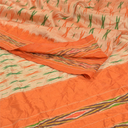 Sanskriti Vintage Pochampally Håndvævet Ikat Sarees Pure Silk Sari Craft Bæredygtigt stof