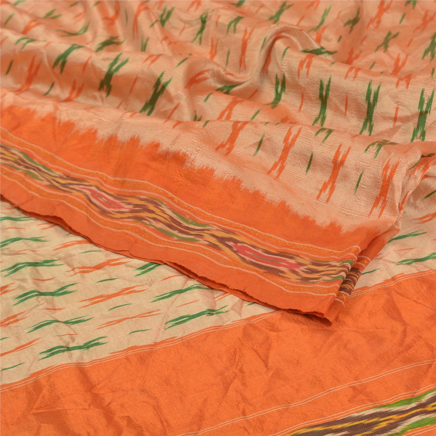 Sanskriti Vintage Pochampally Håndvævet Ikat Sarees Pure Silk Sari Craft Bæredygtigt stof