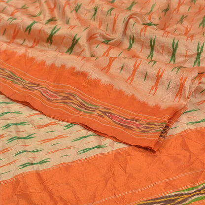 Sanskriti Vintage Pochampally Håndvævet Ikat Sarees Pure Silk Sari Craft Bæredygtigt stof