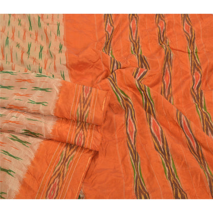 Sanskriti Vintage Pochampally Håndvævet Ikat Sarees Pure Silk Sari Craft Bæredygtigt stof