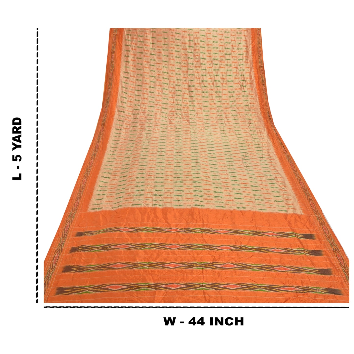 Sanskriti Vintage Pochampally Håndvævet Ikat Sarees Pure Silk Sari Craft Bæredygtigt stof