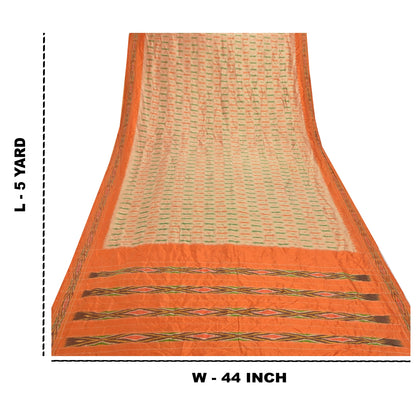 Sanskriti Vintage Pochampally Håndvævet Ikat Sarees Pure Silk Sari Craft Bæredygtigt stof