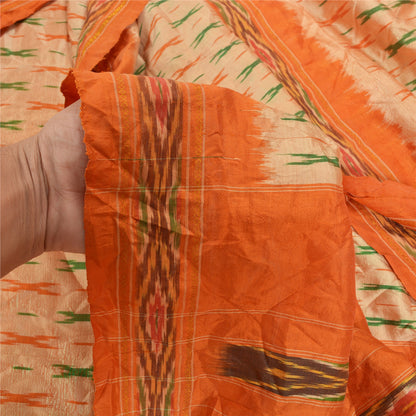 Sanskriti Vintage Pochampally Håndvævet Ikat Sarees Pure Silk Sari Craft Bæredygtigt stof