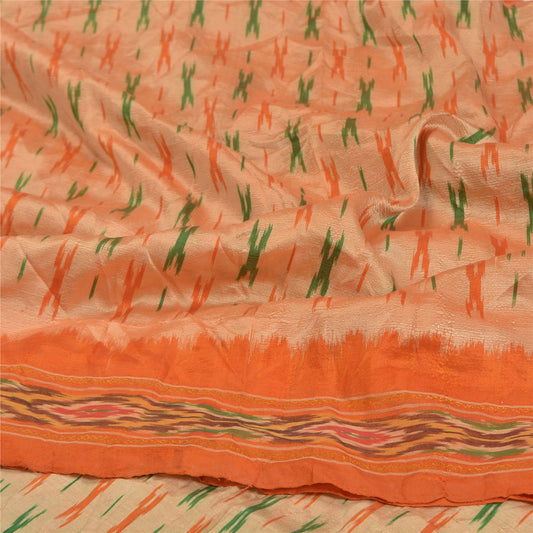 Sanskriti Vintage Pochampally Håndvævet Ikat Sarees Pure Silk Sari Craft Bæredygtigt stof