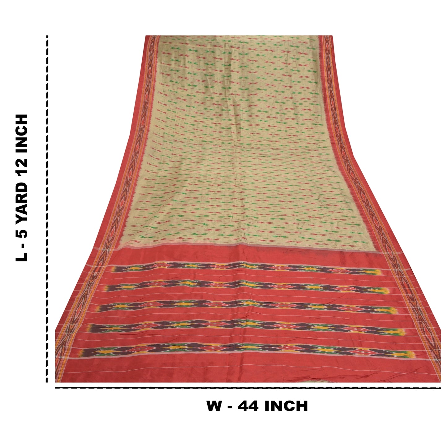 Sanskriti Vintage Grå Ikat Håndvævede Sarier 100% Ren Silke Sari Håndværksmæssigt Bæredygtigt Stoff