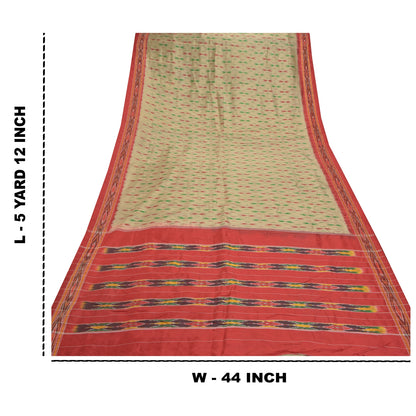 Sanskriti Vintage Grå Ikat Håndvævede Sarier 100% Ren Silke Sari Håndværksmæssigt Bæredygtigt Stoff