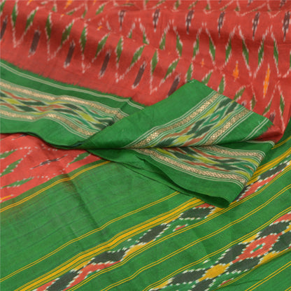 Sanskriti Vintage Pochampally Håndvævet Ikat Sarees Pure Silk Sari Craft Bæredygtigt stof