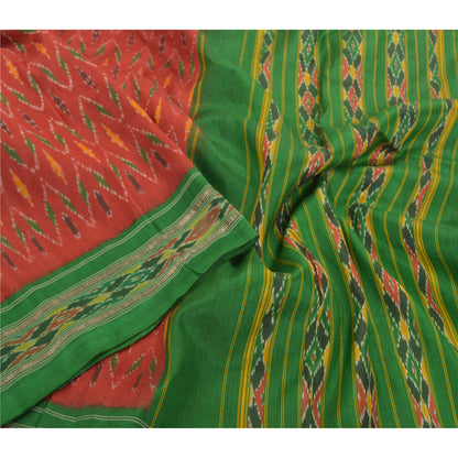 Sanskriti Vintage Pochampally Håndvævet Ikat Sarees Pure Silk Sari Craft Bæredygtigt stof