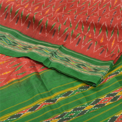 Sanskriti Vintage Pochampally Håndvævet Ikat Sarees Pure Silk Sari Craft Bæredygtigt stof