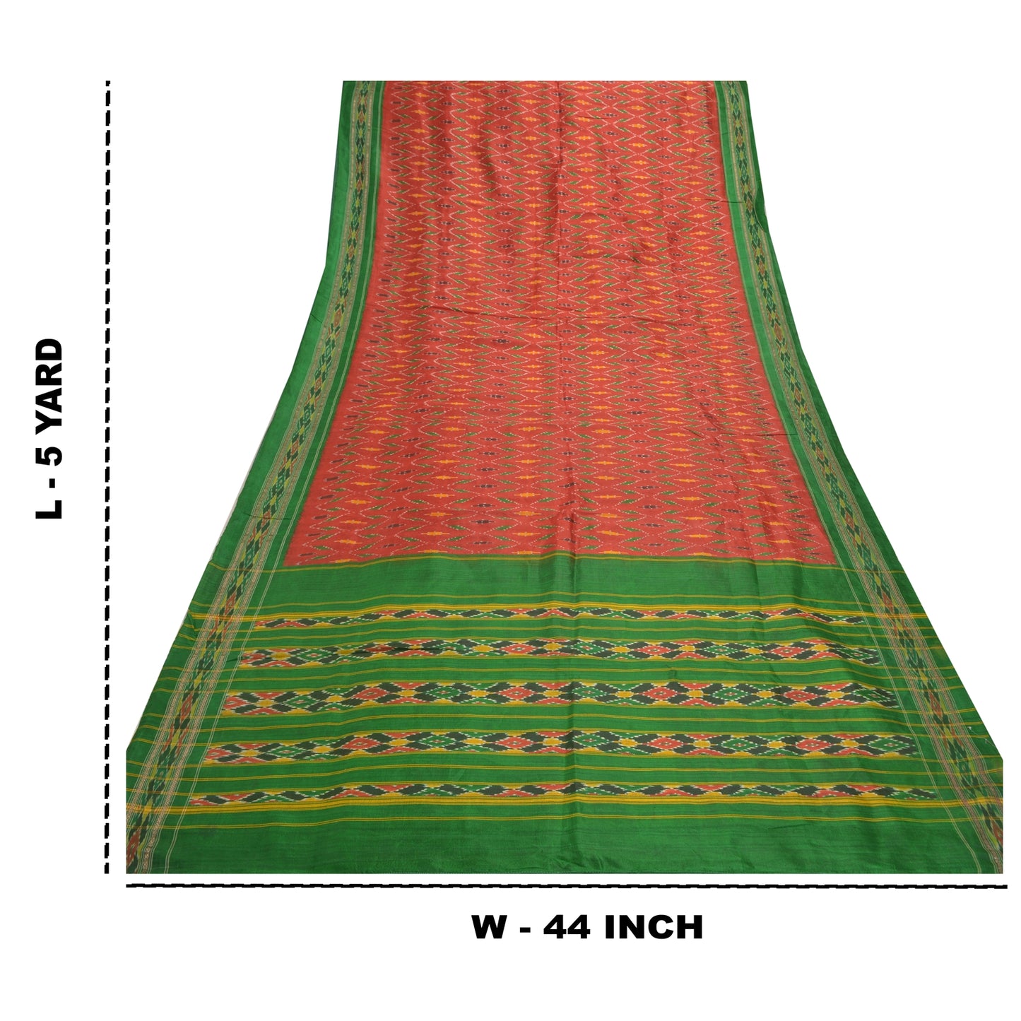 Sanskriti Vintage Pochampally Håndvævet Ikat Sarees Pure Silk Sari Craft Bæredygtigt stof