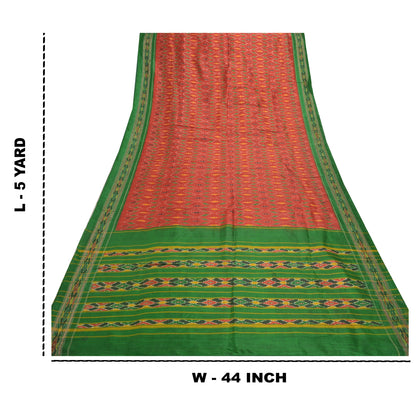 Sanskriti Vintage Pochampally Håndvævet Ikat Sarees Pure Silk Sari Craft Bæredygtigt stof