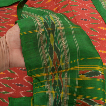 Sanskriti Vintage Pochampally Håndvævet Ikat Sarees Pure Silk Sari Craft Bæredygtigt stof