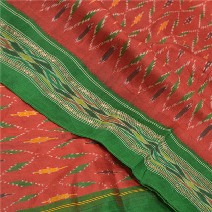 Sanskriti Vintage Pochampally Håndvævet Ikat Sarees Pure Silk Sari Craft Bæredygtigt stof