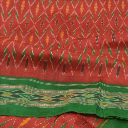 Sanskriti Vintage Pochampally Håndvævet Ikat Sarees Pure Silk Sari Craft Bæredygtigt stof
