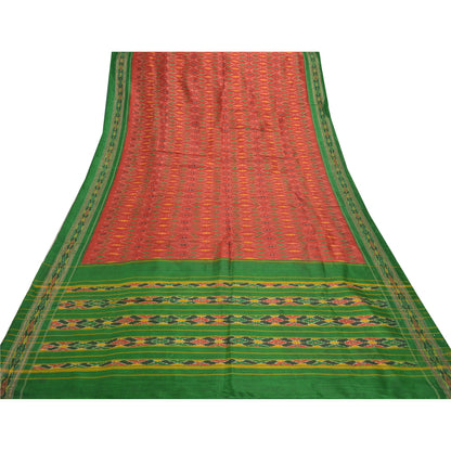 Sanskriti Vintage Pochampally Håndvævet Ikat Sarees Pure Silk Sari Craft Bæredygtigt stof