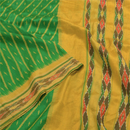 Sanskriti Vintage Pochampally Håndvævet Ikat Sarees Pure Silk Sari Craft Bæredygtigt stof