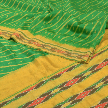Sanskriti Vintage Pochampally Håndvævet Ikat Sarees Pure Silk Sari Craft Bæredygtigt stof